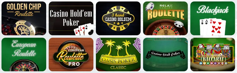 Jeux de table au Diamonds Reels Casino