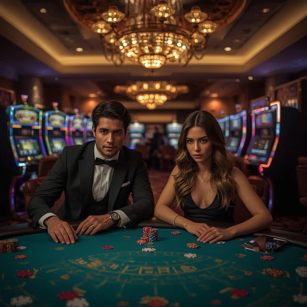 Deux joueurs de poker dans un DIAMONDS REELS CASINO